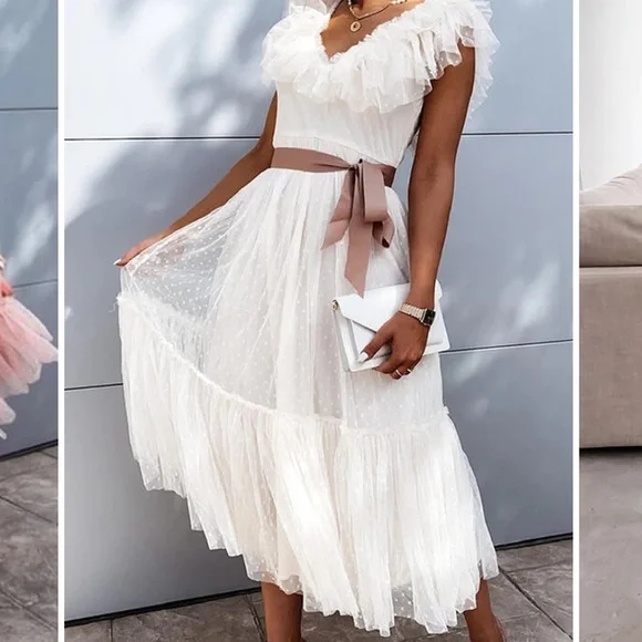 SOLD Lilipretty | Swiss Dot Tiered Midi Dress - Picture 4 of 5